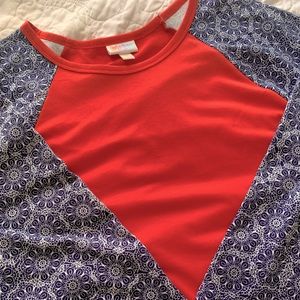 Red White and Blue Lularoe Baseball style 3/4 sleeve T